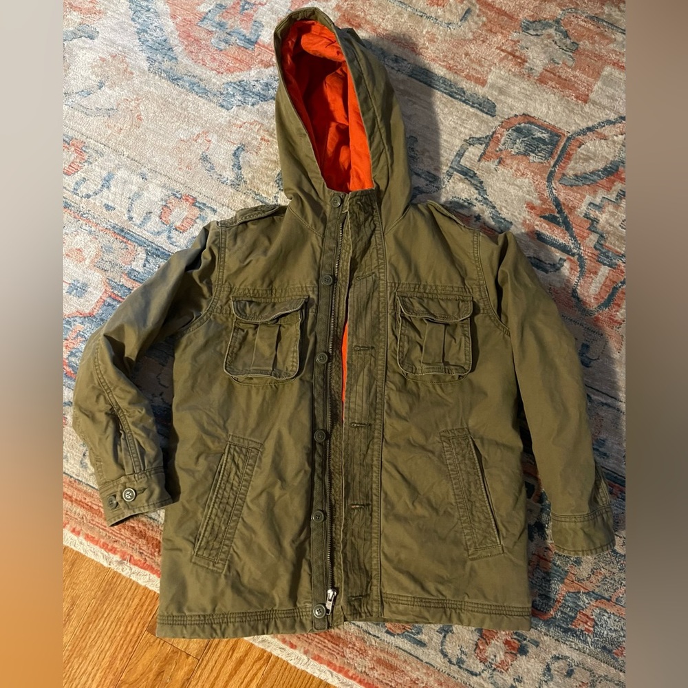 Gap forest green jacket with orange lining. Size L. Good condition